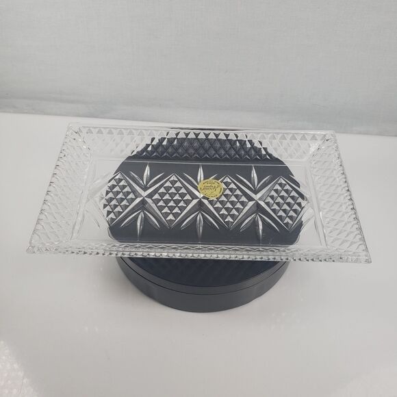 Cristal D'Arques France 24% Lead Crystal Glass Diamond Point Cut Dish Rectangle - Picture 5 of 10